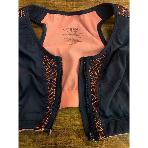 MAIDENFORM Women’s Blue Pink Front Zip Sports Bra / Size: 42DD - Picture 4 of 7